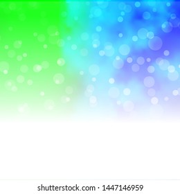 Light Blue, Green vector background with circles. Glitter abstract illustration with colorful drops. Pattern for business ads.