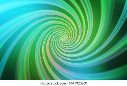 Light Blue, Green vector background with galaxy stars. Shining illustration with sky stars on abstract template. Pattern for futuristic ad, booklets.
