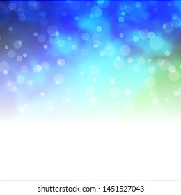 Light Blue, Green vector background with circles. Abstract decorative design in gradient style with bubbles. Design for your commercials.