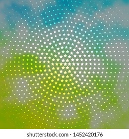 Light Blue, Green vector background with small and big stars. Modern geometric abstract illustration with stars. Theme for cell phones.