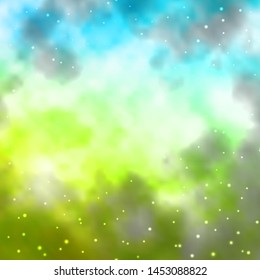 Light Blue, Green vector background with small and big stars. Colorful illustration with abstract gradient stars. Pattern for new year ad, booklets.