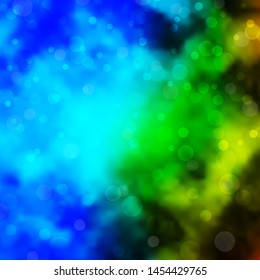 Light Blue, Green vector background with circles. Abstract illustration with colorful spots in nature style. New template for your brand book.