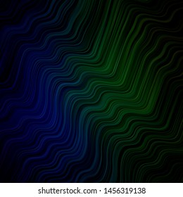 Light Blue, Green vector background with bent lines. Colorful geometric sample with gradient curves.  Pattern for busines booklets, leaflets