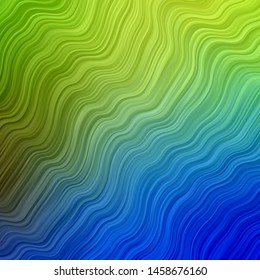 Light Blue, Green vector background with curved lines. Colorful illustration with curved lines. Template for cellphones.