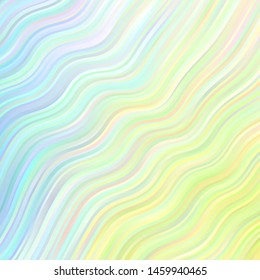 Light Blue, Green vector background with curved lines. Colorful geometric sample with gradient curves.  Pattern for ads, commercials.