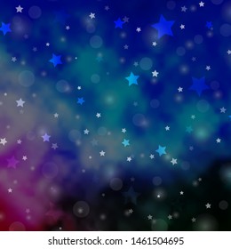 Light Blue, Green vector background with circles, stars. Colorful illustration with gradient dots, stars. Texture for window blinds, curtains.