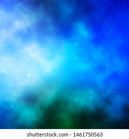 Light Blue, Green vector background with small and big stars. Blur decorative design in simple style with stars. Best design for your ad, poster, banner.