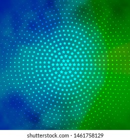 Light Blue, Green vector background with colorful stars. Shining colorful illustration with small and big stars. Pattern for websites, landing pages.