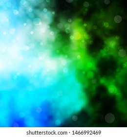 Light Blue, Green vector background with circles. Abstract illustration with colorful spots in nature style. Pattern for websites, landing pages.