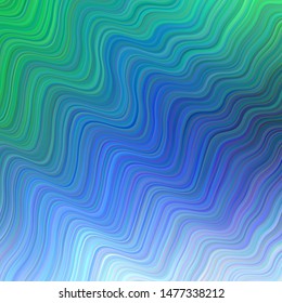 Light Blue, Green vector background with curved lines. Colorful abstract illustration with gradient lines. A completely new template for your design.