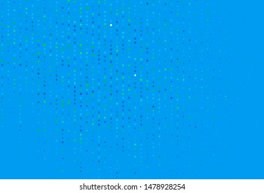 Light Blue, Green vector background with spots. Glitter abstract illustration with blurred drops of rain. New template for your brand book.