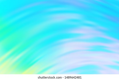 Light Blue, Green vector background with curved lines. Colorful geometric sample with gradient lines.  Template for cell phone screens.