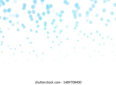 Light Blue, Green vector background with beautiful snowflakes. Glitter abstract illustration with crystals of ice. Pattern for new year ad, booklets.