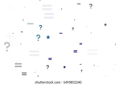 Light Blue, Green vector background with math elements. Shining colorful illustration with isolated Digit signs. Smart design for university advert.