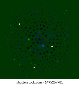 Light Blue, Green vector background with colorful stars. Modern geometric abstract illustration with stars. Pattern for wrapping gifts.