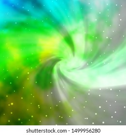 Light Blue, Green vector background with colorful stars. Decorative illustration with stars on abstract template. Pattern for new year ad, booklets.