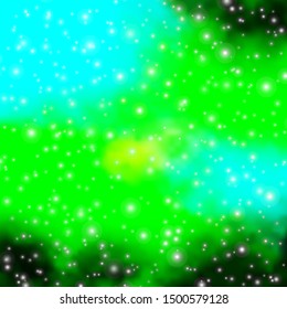 Light Blue, Green vector background with colorful stars. Colorful illustration in abstract style with gradient stars. Pattern for new year ad, booklets.