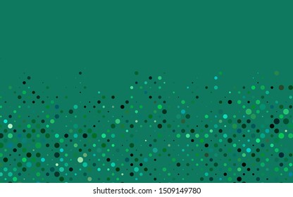 Light Blue, Green vector background with bubbles. Blurred bubbles on abstract background with colorful gradient. Template for your brand book.