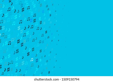 Light Blue, Green vector background with music symbols. Abstract illustration with colorful symbols of melody. Pattern for festival leaflets.
