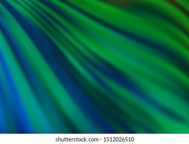 Light Blue, Green vector background with curved circles. Shining illustration, which consist of blurred lines, circles. A completely new template for your business design.