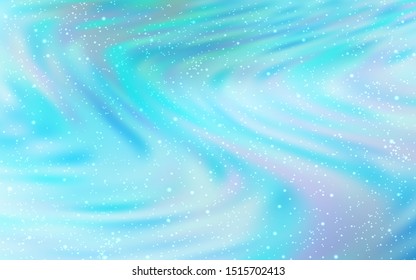 Light Blue, Green vector background with galaxy stars. Shining colored illustration with bright astronomical stars. Best design for your ad, poster, banner.
