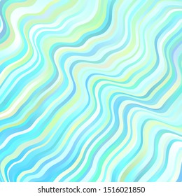 Light Blue, Green vector background with wry lines. Colorful geometric sample with gradient curves.  Pattern for commercials, ads.