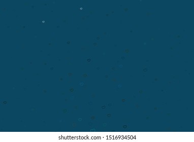 Light Blue, Green vector background with Shining hearts. Hearts on blurred abstract background with colorful gradient. Pattern for marriage gifts, congratulations.