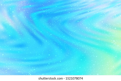 Light Blue, Green vector background with galaxy stars. Glitter abstract illustration with colorful cosmic stars. Pattern for futuristic ad, booklets.