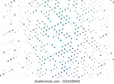 Light Blue, Green vector background with colored stars. Shining colored illustration with stars. Best design for your ad, poster, banner.