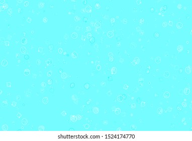 Light Blue, Green vector background with cuisine gourmet. Illustration with set of fresh food in doodle style. Pattern for ads of breakfast, lunch, dinner.