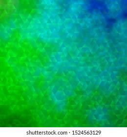 Light Blue, Green vector background with triangles. Illustration with set of colorful triangles. Best design for posters, banners.