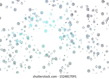 Light Blue, Green vector background with tasty food. Abstract background with colorful Fast Food illustrations. Pattern for menu of cafes, bars, restaurants.