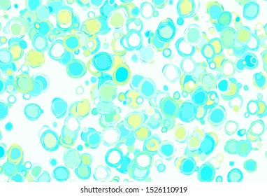 Light Blue, Green vector background with bubbles. Abstract illustration with colored bubbles in nature style. Design for poster, banner of websites.