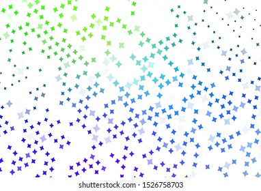 Light Blue, Green vector background with colored stars. Modern geometrical abstract illustration with stars. Smart design for your business advert.