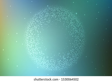 Light Blue, Green vector background with galaxy stars. Shining colored illustration with bright astronomical stars. Pattern for astrology websites.