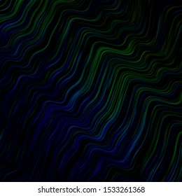 Light Blue, Green vector background with bent lines. Abstract illustration with gradient bows. Pattern for booklets, leaflets.