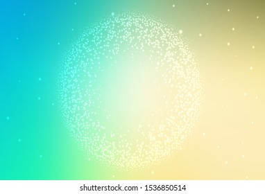Light Blue, Green vector background with astronomical stars. Shining colored illustration with bright astronomical stars. Best design for your ad, poster, banner.