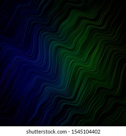 Light Blue, Green vector background with wry lines. Colorful abstract illustration with gradient curves. Pattern for booklets, leaflets.