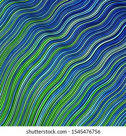 Light Blue, Green vector background with bent lines. Colorful illustration with curved lines. Pattern for websites, landing pages.