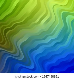Light Blue, Green vector background with bent lines. Colorful illustration, which consists of curves. Pattern for booklets, leaflets.