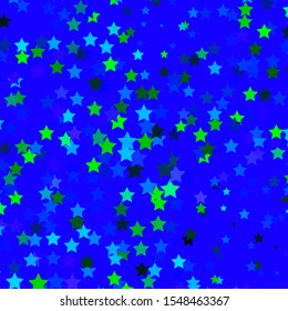 Light Blue, Green vector background with colorful stars. Colorful illustration in abstract style with gradient stars. Pattern for wrapping gifts.