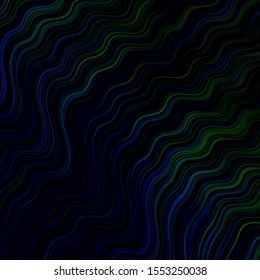 Light Blue, Green vector background with bent lines. Bright illustration with gradient circular arcs. Template for your UI design.