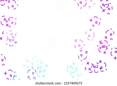 Light Blue, Green vector background with arithmetic signs. Colored mathematic signs with gradient on white background. Pattern for school, grammar websites.