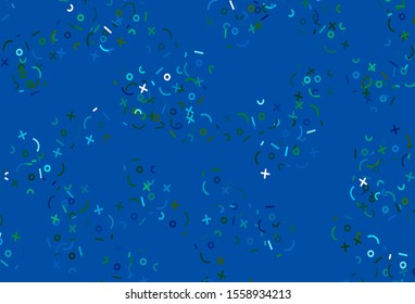 Light Blue, Green vector background with math elements. Colored mathematic signs with gradient on white background. Pattern for posters, banners of math books.