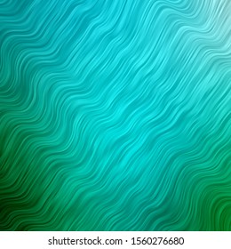 Light Blue, Green vector background with curved lines. Colorful abstract illustration with gradient curves. Smart design for your promotions.