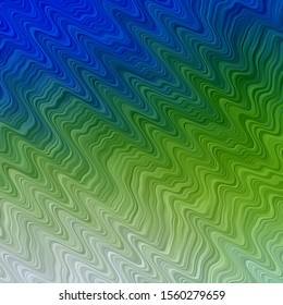 Light Blue, Green vector background with bent lines. Colorful abstract illustration with gradient curves. Pattern for booklets, leaflets.