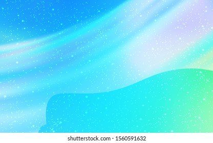Light Blue, Green vector background with astronomical stars. Shining illustration with sky stars on abstract template. Pattern for futuristic ad, booklets.