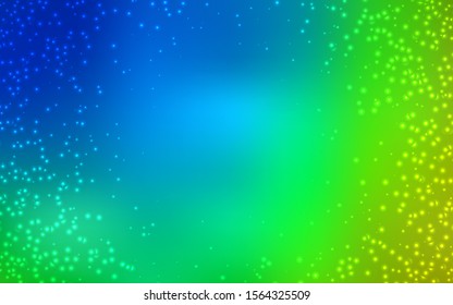 Light Blue, Green vector background with galaxy stars. Blurred decorative design in simple style with galaxy stars. Pattern for astronomy websites.