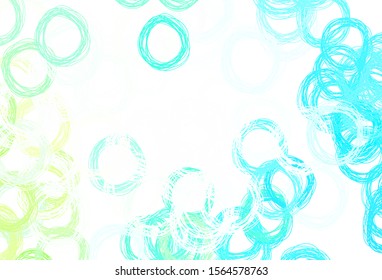 Light Blue, Green vector background with bubbles. Beautiful colored illustration with blurred circles in nature style. Pattern for futuristic ad, booklets.