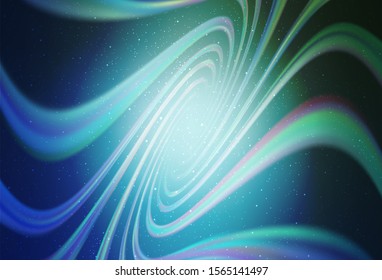 Light Blue, Green vector background with astronomical stars. Blurred decorative design in simple style with galaxy stars. Best design for your ad, poster, banner.